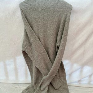 Gray Midi Turtleneck Sweater Dress